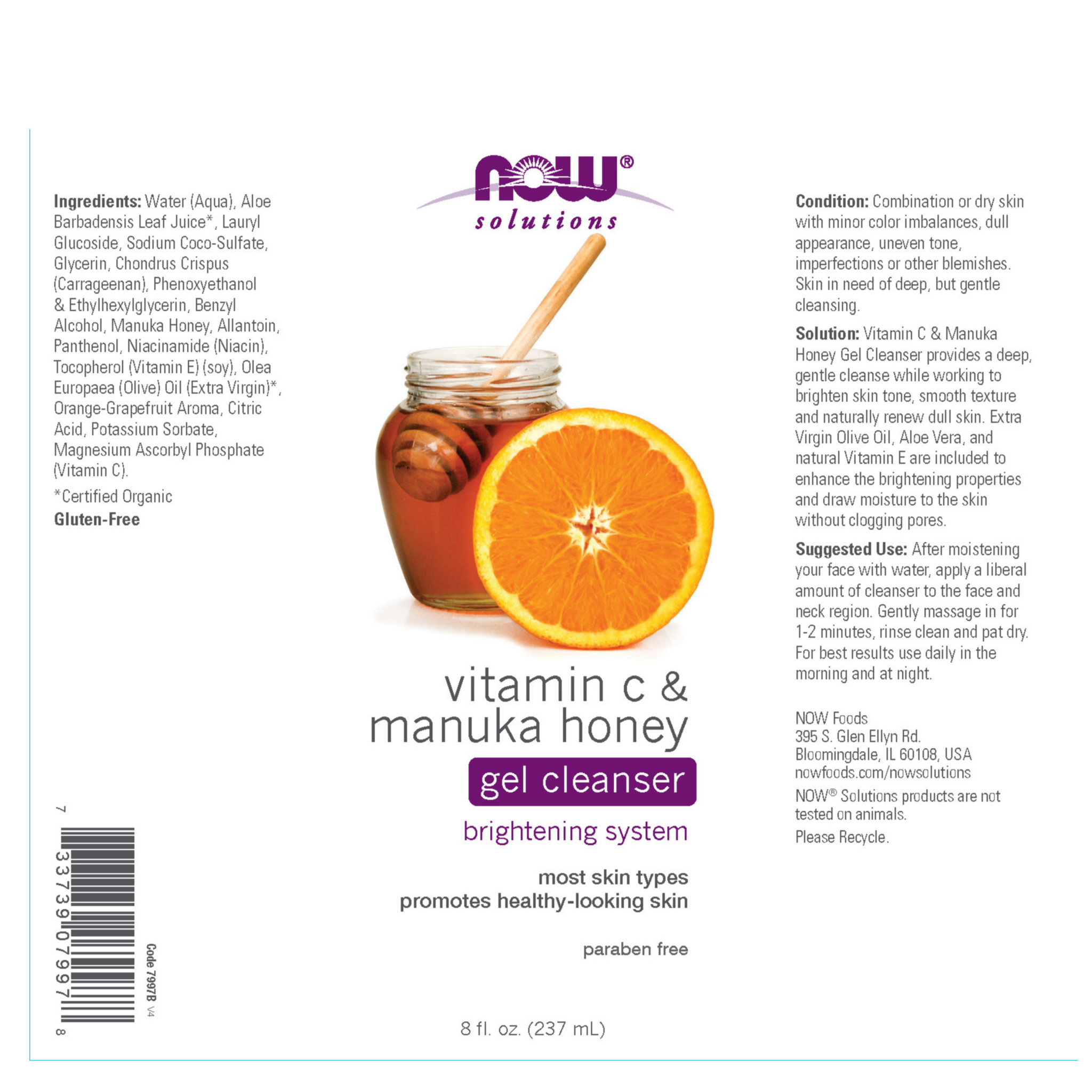 Now Foods Vitamin C & Manuka Honey Gel Cleanser